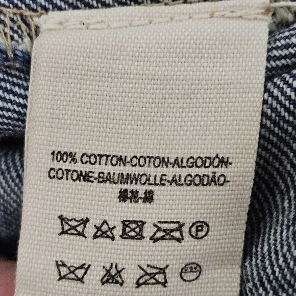Free People Denim Jacket Womens 4 Blue Distressed Cropped Button Front Bohemian - Picture 4 of 10